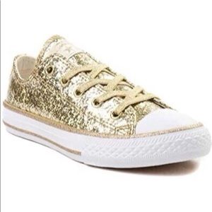 Converse All Star girls Gold Glitter Sneakers